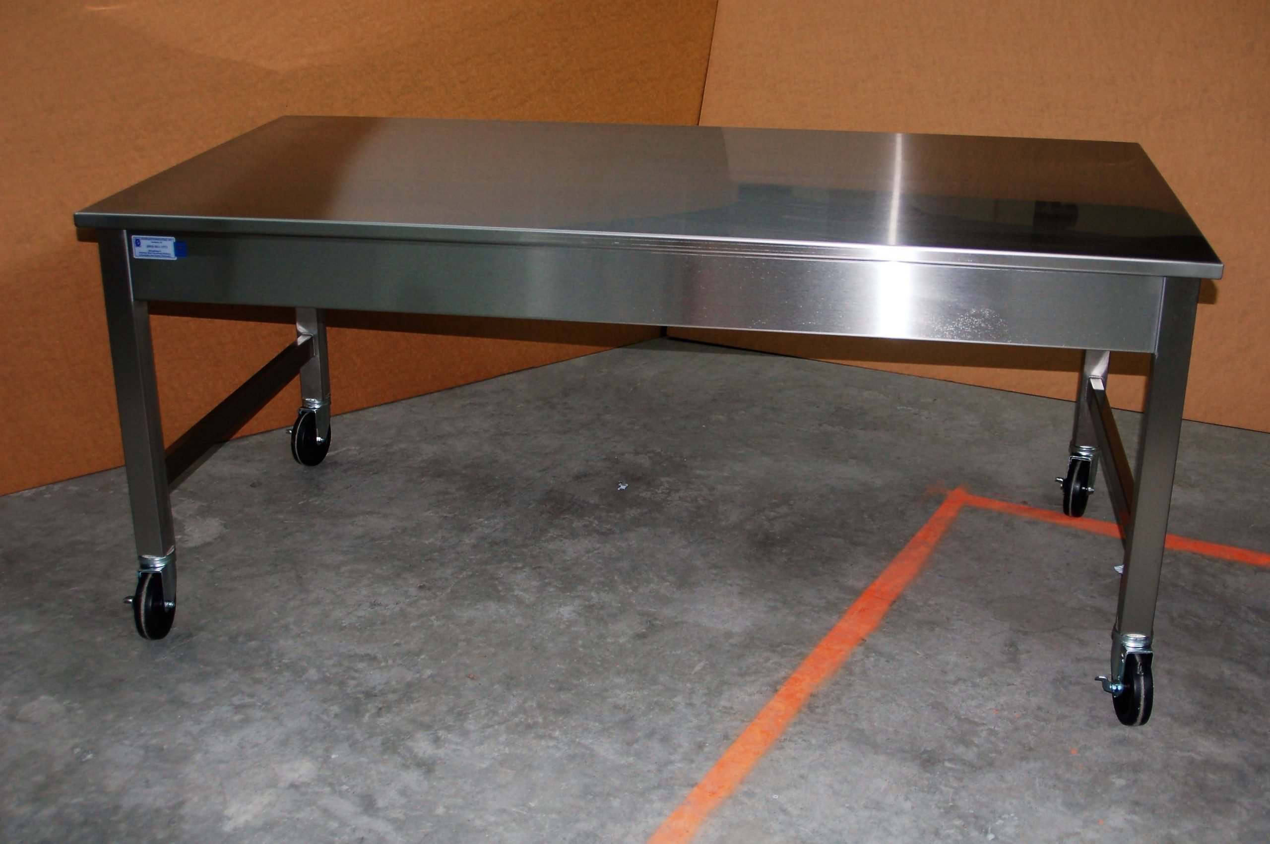Custom Stainless Steel Mobile Tables Sitting and Standing Height