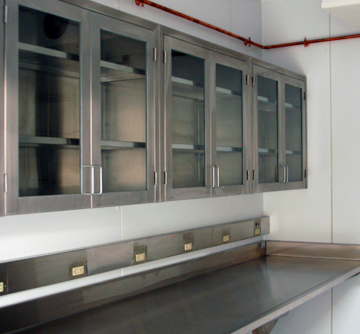 Wall Cabinets Stainless Fabricators, Stainless Steel Wall Cabinets With Glass Doors